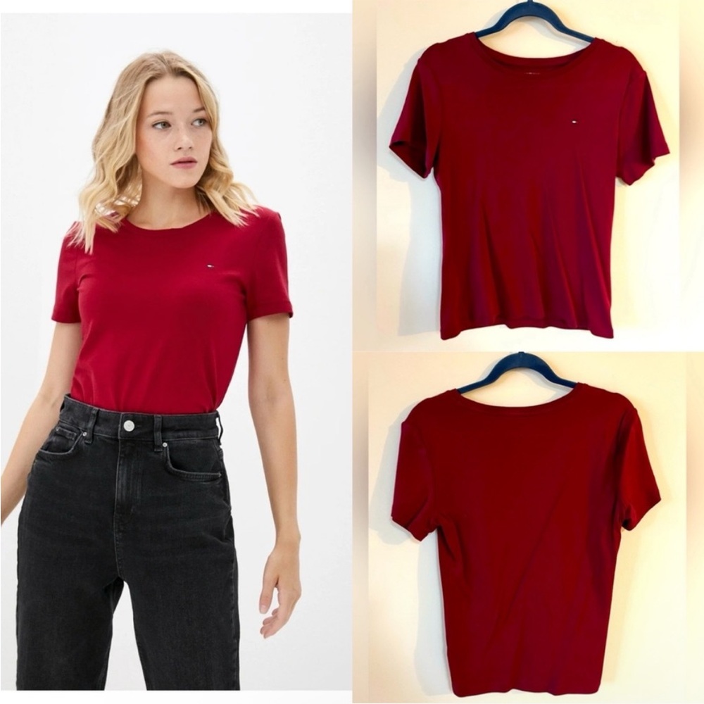 Tommy Hilfiger Red Short Sleeve Blouse